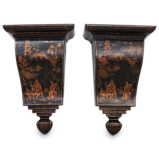 Pair of Chinoiserie Lacquered Wall Brackets