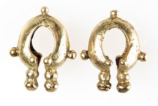 Pair of 12K Gold Mamuli Earrings, Indonesia, XIX c.