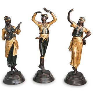 (3 Pc) Bronze Orientalist Musician Trio