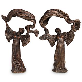 After A. Leonard (French, 1841) "Scarf Dancer" Bronze Lamps