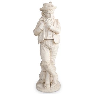 Large Alabaster "Boy Playing The Flute" Sculpture