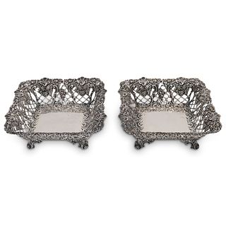 Pair of 900 Silver Reticulated Bowls