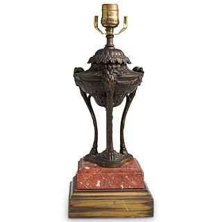Neoclassical Bronze Ram Table Lamp