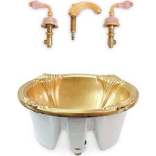 Sherle Wagner Gold Glazed Ceramic Sink