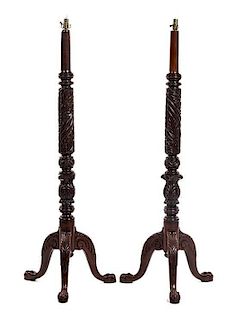* A Pair of Georgian Style Mahogany Bed Posts, 19TH CENTURY, Height 63 inches.