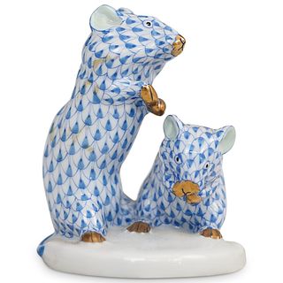 Herend Blue Porcelain Squirrel Group