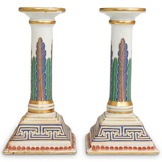 Pair of Mottahedeh Porcelain Candlesticks