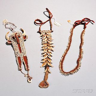 Three New Guinea Shell and Animal Tooth Necklaces