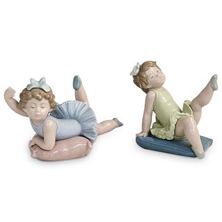 (2 Pc) Lladro "Little Ballet Girls" Porcelain Figurines