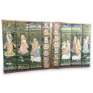 Indian Painted Eight-Panel Screen