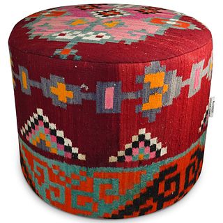 Tunisian Margoum Upholstered Ottoman