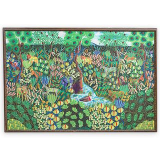 Fritz Damas (Haitian) Jungle Oil On Canvas
