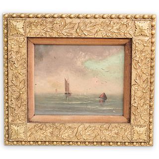 Antique Nautical Oil On Board