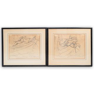 (2Pc) Paul Brown Equestrian Pencil Sketches