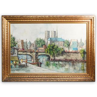 Signed Impressionist "Parisian Street Scene" Painting
