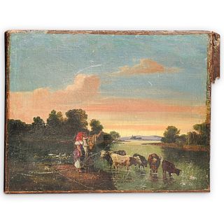 (2 Pc) Antique Oil Paintings on Canvas