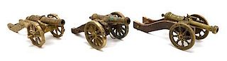 * Three Brass Models of Cannons, Length of longest 12 1/4 inches.
