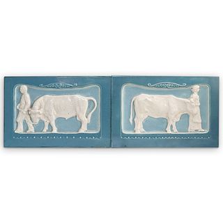 (2 Pc) French High Relief Decorative Tiles