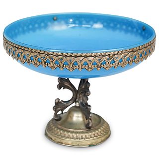 Silverplate & Glass Footed Centerpiece Tazza Bowl