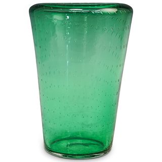 Mid Century Green Glass Vase