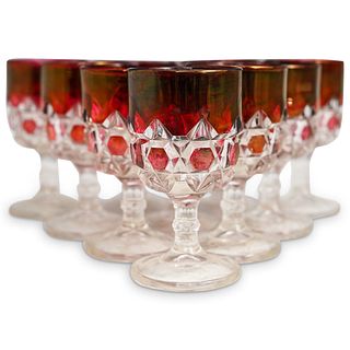 (10Pc) Painted Glass Goblet Set
