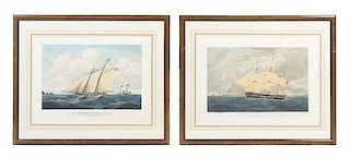 * Three Handcolored Nautical Engravings, C. HUNT, CIRCA 1850, Height 29 x 35 1/2 inches (frame).