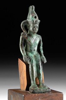 Egyptian Leaded Bronze Seated Horus / Harpokrates