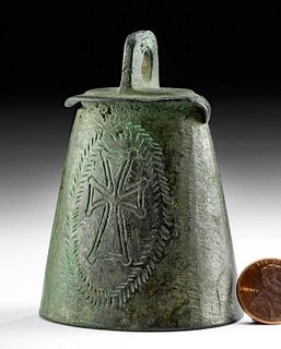 Published 10th C. Byzantine Bronze Bell w/ Crosses