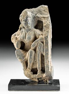Gandharan Schist Relief of Seated Female Figure