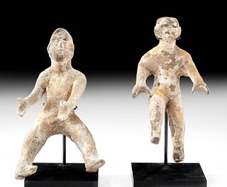 Pair of Chinese Han Dynasty Pottery Acrobats