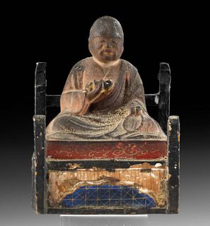 18th C. Japanese Polychrome Wood Buddhist Monk