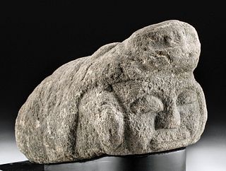 Maya Stone Quetzalcoatl Head w/ Human Head in Mouth