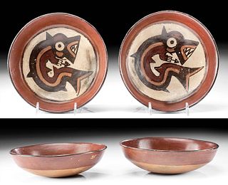 Pair of Nazca Polychrome Killer Whale Dishes