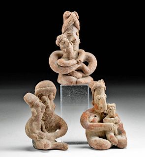 Three Colima & Jalisco Pottery Parent & Child Figures