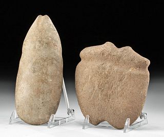 Two Taino Stone Hand Axes