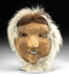 1950s Inuit Hide, Fur, & Wood Mask by Justus Mekiana