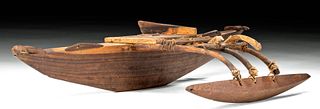 19th C. Marshall Islands Wood Model Outrigger Canoe