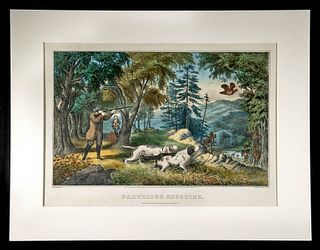 Currier & Ives Lithograph - "Partridge Shooting" 1865