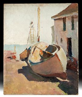 Henry Hensche Painting - "Boat on the Shore" 1933
