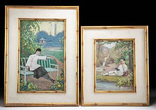 Pair of Framed Signed Hans Busch Paintings