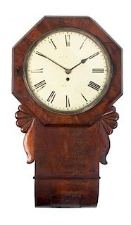A Regency Mahogany Wall Clock, Height 27 inches.