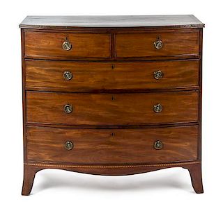 * A Regency Mahogany Chest of Drawers, EARLY 19TH CENTURY, Height 41 1/2 x width 42 1/4 x depth 21 1/2 inches.