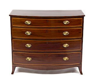 * A Regency Satinwood Banded Mahogany Chest of Drawers, LATE 18TH/EARLY 19TH CENTURY, Height 36 x width 43 x depth 20 inches.