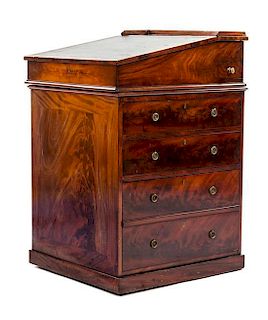 * A Regency Mahogany Davenport Desk, Height 35 x width 22 x depth 24 inches.