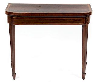 * A Regency Rosewood Flip-Top Game Table, Height 29 1/2 x width 36 x depth 18 inches (closed).
