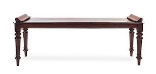 A William IV Mahogany Hall Bench, Height 18 1/4 x width 47 1/2 x depth 12 3/8 inches.