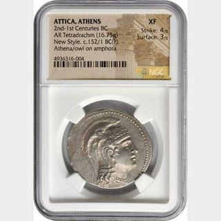 Ancient Greek ATTICA. Athens. Silver Tetradrachm (16.75 gms), 164/3-140/39 B.C.NGC
