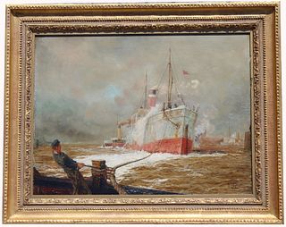 William L Wyllie (1851 - 1931) "Thames Arrival..."