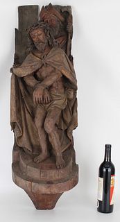 Antique Carved Jesus Figure, "Ecce Homo"