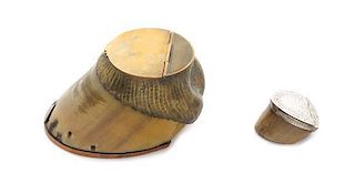 An English Brass Mounted Hoof Box, Width of first 7 inches.
